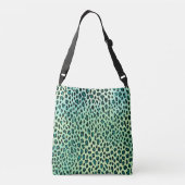 Leopard Print Blauwgroen Blauw Groen Dier Print Crossbody Tas (Achterkant)