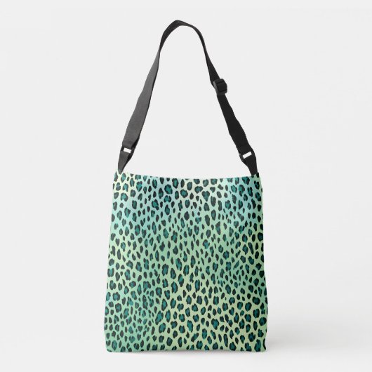 Leopard Print Blauwgroen Blauw Groen Dier Print Crossbody Tas (Achterkant)