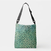 Leopard Print Blauwgroen Blauw Groen Dier Print Crossbody Tas (Voorkant)