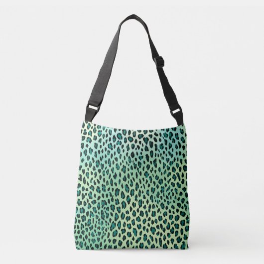 Leopard Print Blauwgroen Blauw Groen Dier Print Crossbody Tas (Voorkant)