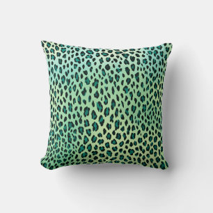 Leopard Print Blauwgroen Blauw Groen Dier Print Kussen