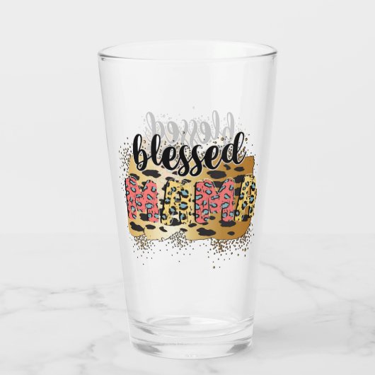 Leopard Print Blessed Mama Glas (Achterkant)