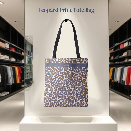Leopard Print-Blue-Brown- Tote Bag