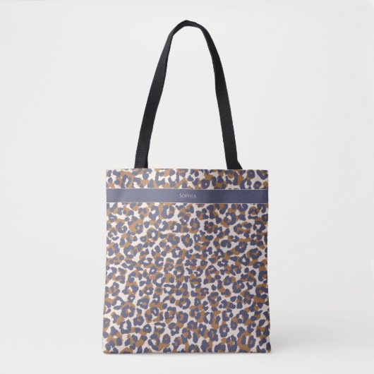 Leopard Print-Blue-Brown- Tote Bag (Voorkant)