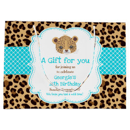 Leopard Print Blue Quatrefoil Bedankt Groot Cadeauzakje