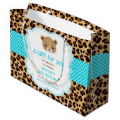Leopard Print Blue Quatrefoil Bedankt Groot Cadeauzakje (Achterkant Gekanteld)