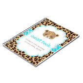 Leopard Print Blue Quatrefoil Birthday Party Notitieboek (Linkerzijde)