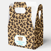 Leopard Print Blue Quatrefoil Verjaardagsfeest Bedankdoosjes (Geopend)