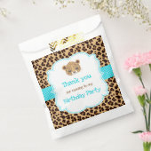 Leopard Print Blue Quatrefoil Verjaardagsfeest Bedankzakje (Gezegeld)