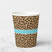 Leopard Print Blue Quatrefoil Verjaardagsfeest Papieren Bekers (Links)