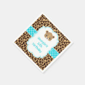 Leopard Print Blue Quatrefoil Verjaardagsfeest Servet (Hoek)