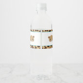 Leopard Print Blue Quatrefoil Verjaardagsfeest Waterfles Etiket (Achterkant)