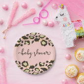 Leopard Print | Blush roze | Baby shower Papieren Bordje (Feest)