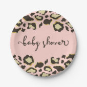 Leopard Print | Blush roze | Baby shower Papieren Bordje (Voorkant)