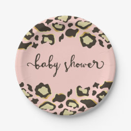 Leopard Print | Blush roze | Baby shower Papieren Bordje