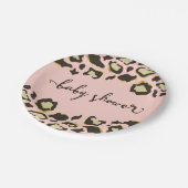 Leopard Print | Blush roze | Baby shower Papieren Bordje (Gekanteld)