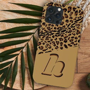 Leopard Print Bold Pop Initiaal Brown Case-Mate iPhone Case