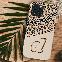 Leopard Print Bold Pop Initiaal Natural Case-Mate iPhone Case