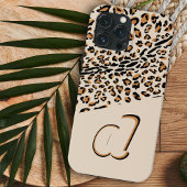 Leopard Print Bold Pop Initiaal Natural Case-Mate iPhone Case