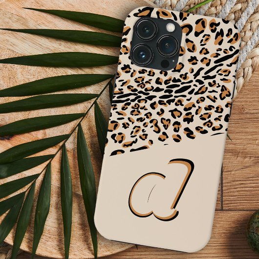 Leopard Print Bold Pop Initiaal Natural Case-Mate iPhone Case