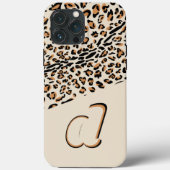 Leopard Print Bold Pop Initiaal Natural Case-Mate iPhone Case (Achterkant)
