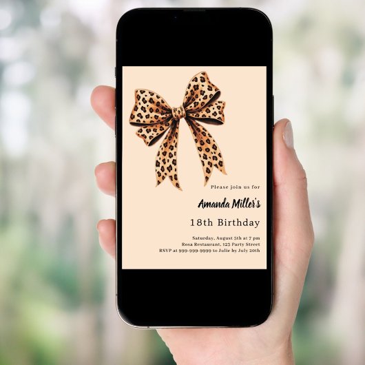 Leopard print boog bruin beige verjaardag kaart