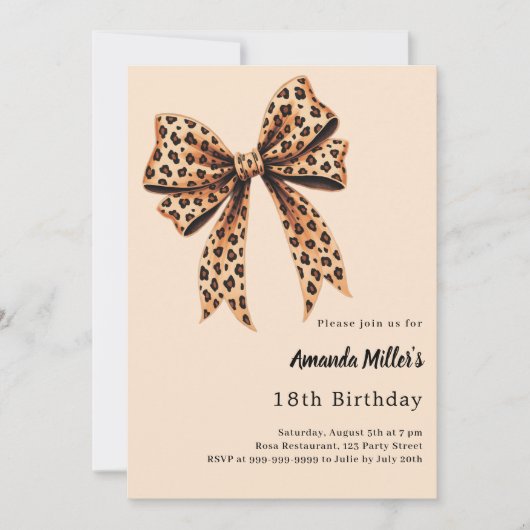 Leopard print boog bruin beige verjaardag kaart (Voorkant)