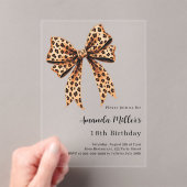 Leopard print boog bruin verjaardag helder acryl uitnodigingen (Insitu (Draagbaar))