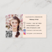 Leopard print boog perzik qr code social media fot visitekaartje (Achterkant)