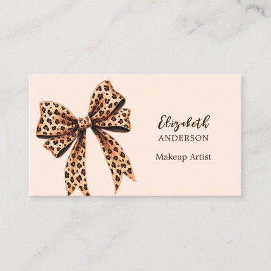 Leopard print boog perzik qr code social media fot visitekaartje (Voorkant)