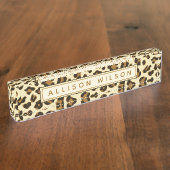 Leopard Print - Bord met persoonlijke Desk Name Naambordje (Zijkant)