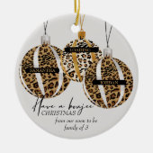 Leopard Print Boujee kerstfoto Keramisch Ornament (Voorkant)