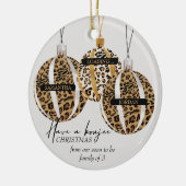 Leopard Print Boujee kerstfoto Keramisch Ornament (Links)