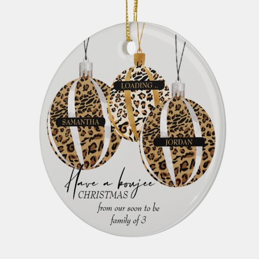Leopard Print Boujee kerstfoto Keramisch Ornament (Links)