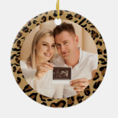 Leopard Print Boujee kerstfoto Keramisch Ornament (Achterkant)