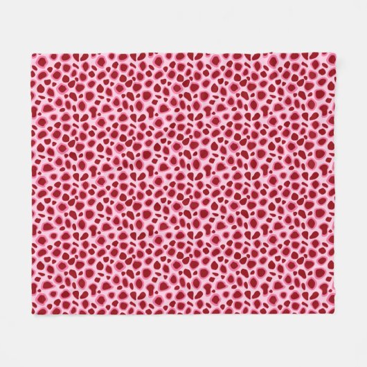 Leopard Print - Bourgogne en roze Fleece Deken (Voorkant (Horizontaal))