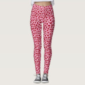 Leopard Print - Bourgogne en roze Leggings (Voorkant)