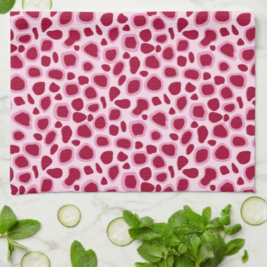 Leopard Print - Bourgogne en roze Theedoek (Gevouwen)