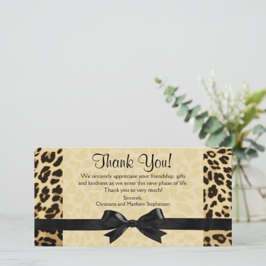 Leopard Print Bow Bedankt Opmerking Kaarten (Staand voorkant)