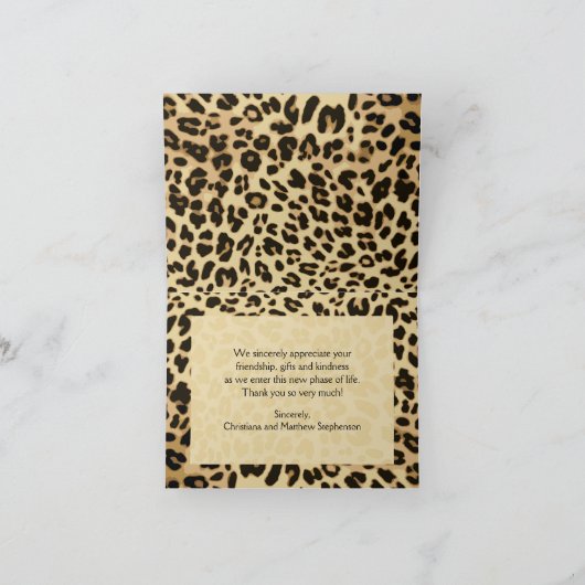 Leopard Print Bow Dank u opmerking Bedankkaart (Binnen)