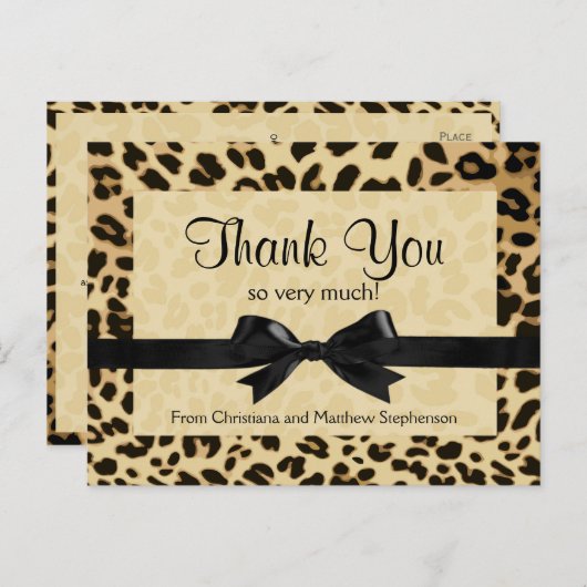 Leopard Print Bow Dank u opmerking Briefkaart (Voorkant / Achterkant)