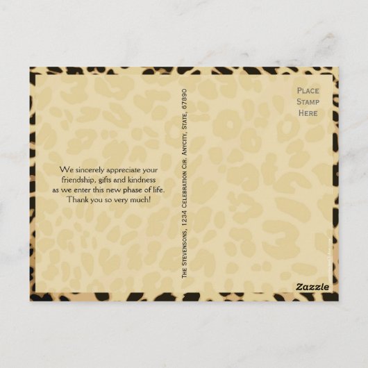 Leopard Print Bow Dank u opmerking Briefkaart (Achterkant)