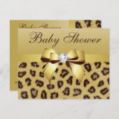 Leopard Print, Bow & Diamond Baby shower Kaart (Voorkant / Achterkant)