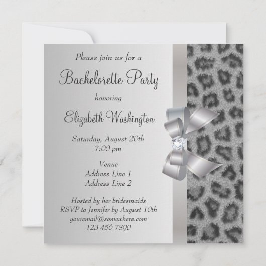 Leopard Print, Bow & Diamond Bachelorette Party Kaart (Achterkant)