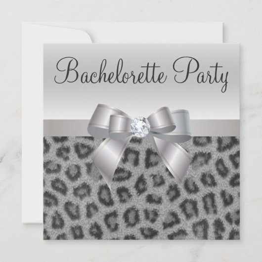 Leopard Print, Bow & Diamond Bachelorette Party Kaart (Voorkant)