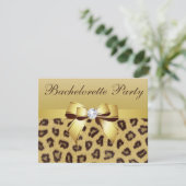 Leopard Print, Bow & Diamond Bachelorette Party Kaart (Staand voorkant)