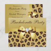 Leopard Print, Bow & Diamond Bachelorette Party Kaart (Voorkant / Achterkant)