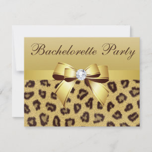 Leopard Print, Bow & Diamond Bachelorette Party Kaart