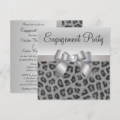 Leopard Print, Bow & Diamond Engagement Party Kaart (Voorkant / Achterkant)