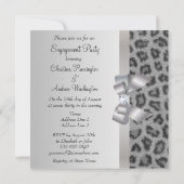 Leopard Print, Bow & Diamond Engagement Party Kaart (Achterkant)